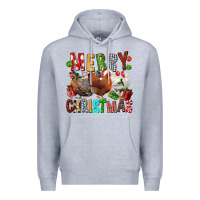 Heather Grey Merry christmas chickens Premium Hoodie - FaDigitalArtStudio