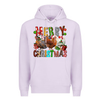 Lilac Merry christmas chickens Premium Hoodie - FaDigitalArtStudio