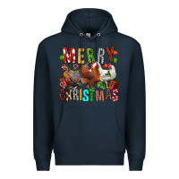 Navy Merry christmas chickens Premium Hoodie - FaDigitalArtStudio