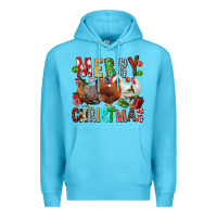 Ocean Blue Merry christmas chickens Premium Hoodie - FaDigitalArtStudio
