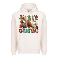 Pale Pink Merry christmas chickens Premium Hoodie - FaDigitalArtStudio