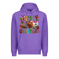Purple Merry christmas chickens Premium Hoodie - FaDigitalArtStudio