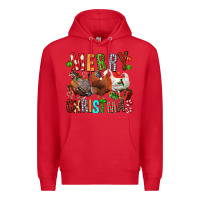 Red Merry christmas chickens Premium Hoodie - FaDigitalArtStudio