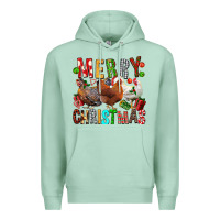 Seafoam Merry christmas chickens Premium Hoodie - FaDigitalArtStudio