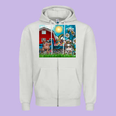 Happy Easter Zipper Hoodie Designed By Cowhidedigitalart