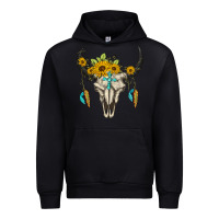 Black bull skull western Urban Hoodie - BarkalooDesign