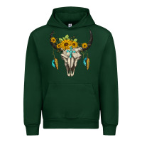 Forest Green bull skull western Urban Hoodie - BarkalooDesign