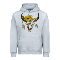 Heather Grey bull skull western Urban Hoodie - BarkalooDesign