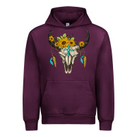 Mauve Wine bull skull western Urban Hoodie - BarkalooDesign