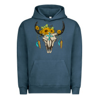 Pigment Midnight Navy bull skull western Urban Hoodie - BarkalooDesign