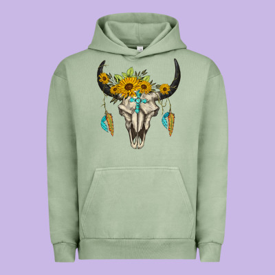 Bull Skull Western Urban Hoodie Designed By Barkaloodesign