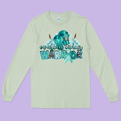 Ovarian Cancer Warrior Long Sleeve Tee Designed By Cowgirlartshop