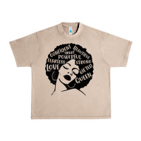 French Oak Womens Strong Black Woman Afro Message Urban Heavy Tee - lanVoArt
