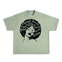 Oil Green Womens Strong Black Woman Afro Message Urban Heavy Tee - lanVoArt