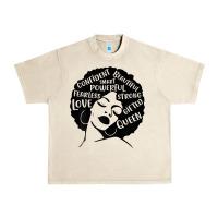 Sandshell Womens Strong Black Woman Afro Message Urban Heavy Tee - lanVoArt
