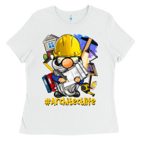 White Architect life gnome Ladies Tee - BarkalooDesign