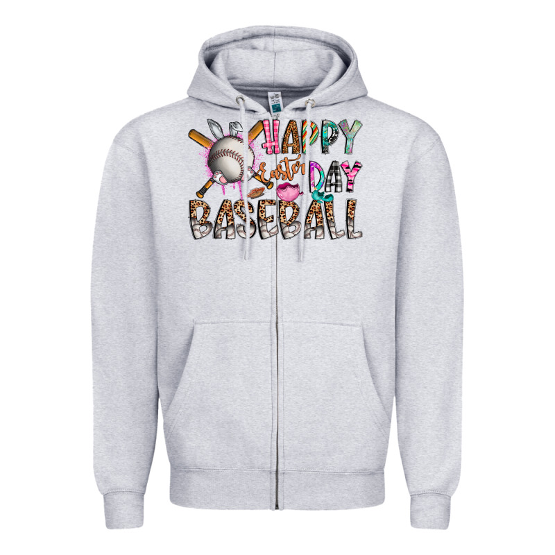 Happy Easter Day Baseball Zipper Hoodie by CowhideDigitalArt | Teevron