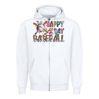 White happy easter day baseball Zipper Hoodie - CowhideDigitalArt