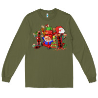 Army Green christmas joy  gnome Long Sleeve Tee - CowGirlArtShop