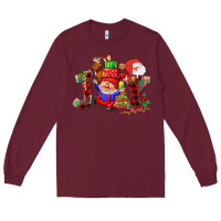Burgundy christmas joy  gnome Long Sleeve Tee - CowGirlArtShop