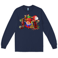 Navy christmas joy  gnome Long Sleeve Tee - CowGirlArtShop