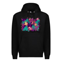 Black halloween trees and turquoise glitter background Premium Hoodie - BundleAndBundleShop