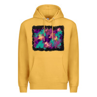 Mustard halloween trees and turquoise glitter background Premium Hoodie - BundleAndBundleShop