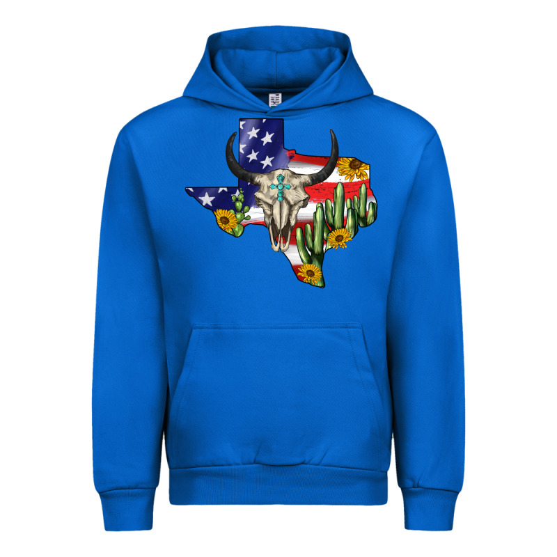 Bull Skull Texas Map American Playng Urban Hoodie by BarkalooDesign | Teevron
