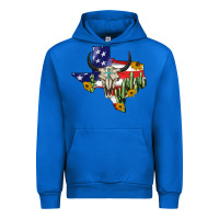 Cobalt bull skull texas map american playng Urban Hoodie - BarkalooDesign