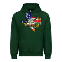 Forest Green bull skull texas map american playng Urban Hoodie - BarkalooDesign