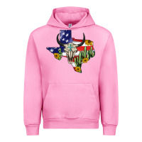 Fuchsia Pink bull skull texas map american playng Urban Hoodie - BarkalooDesign