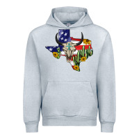 Heather Grey bull skull texas map american playng Urban Hoodie - BarkalooDesign