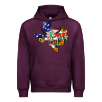 Mauve Wine bull skull texas map american playng Urban Hoodie - BarkalooDesign