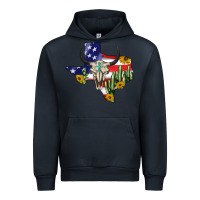 Navy bull skull texas map american playng Urban Hoodie - BarkalooDesign