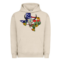 Pigment French Oak bull skull texas map american playng Urban Hoodie - BarkalooDesign