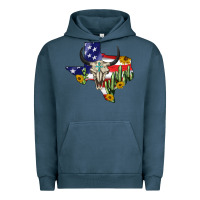 Pigment Midnight Navy bull skull texas map american playng Urban Hoodie - BarkalooDesign