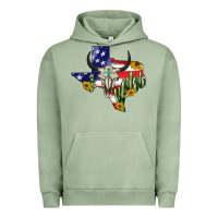 Pigment Oil Green bull skull texas map american playng Urban Hoodie - BarkalooDesign