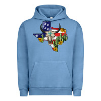 Pigment Pebble Blue bull skull texas map american playng Urban Hoodie - BarkalooDesign