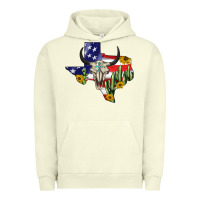 Pigment Pistachio bull skull texas map american playng Urban Hoodie - BarkalooDesign