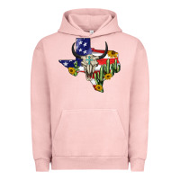 Pigment Salmon bull skull texas map american playng Urban Hoodie - BarkalooDesign