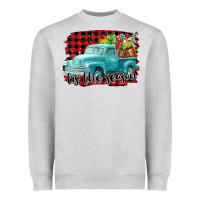 Heather Grey Tis The Season Christmas Truck Heavyweight Sweatshirt - FaDigitalArtStudio