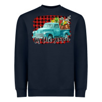 Navy Tis The Season Christmas Truck Heavyweight Sweatshirt - FaDigitalArtStudio