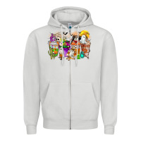 Dove Grey Halloween Western Boo Coffee Cups Zipper Hoodie - CowhideDigitalArt