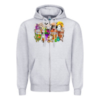 Heather Grey Halloween Western Boo Coffee Cups Zipper Hoodie - CowhideDigitalArt
