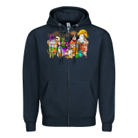 Navy Halloween Western Boo Coffee Cups Zipper Hoodie - CowhideDigitalArt