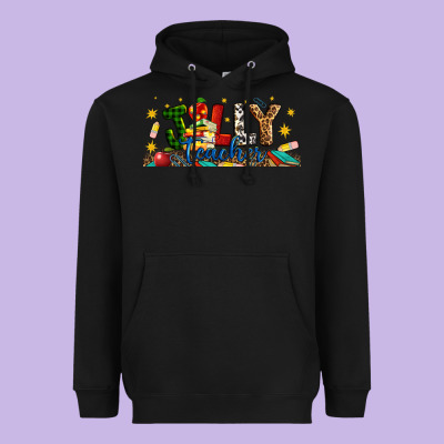 Christmas Jolly Teacher Heavyweight Hoodie Designed By Artiststas