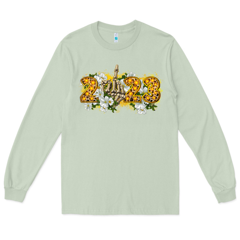 2023 Skeleton Middle Finger New Year Long Sleeve Tee by CowGirlArtShop | Teevron