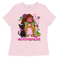 Bubblegum Pink cat mom  life gnome Ladies Tee - BarkalooDesign