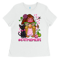 White cat mom  life gnome Ladies Tee - BarkalooDesign