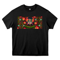 Black Chingona Sugar Skull License Plate Heavy Core Tee - BundleAndBundleShop